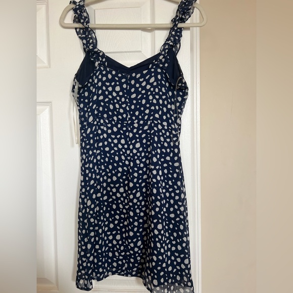 Navy polka dot mini dress - Picture 2 of 4